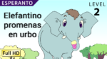 Elefantino promenas en urbo