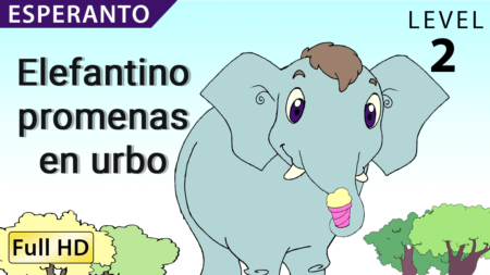 Elefantino promenas en urbo